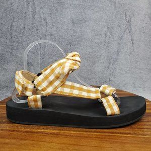 Loeffler Randall Maisie Gingham Sandals Women's 11 Plaid Bow Adjustable Strap
